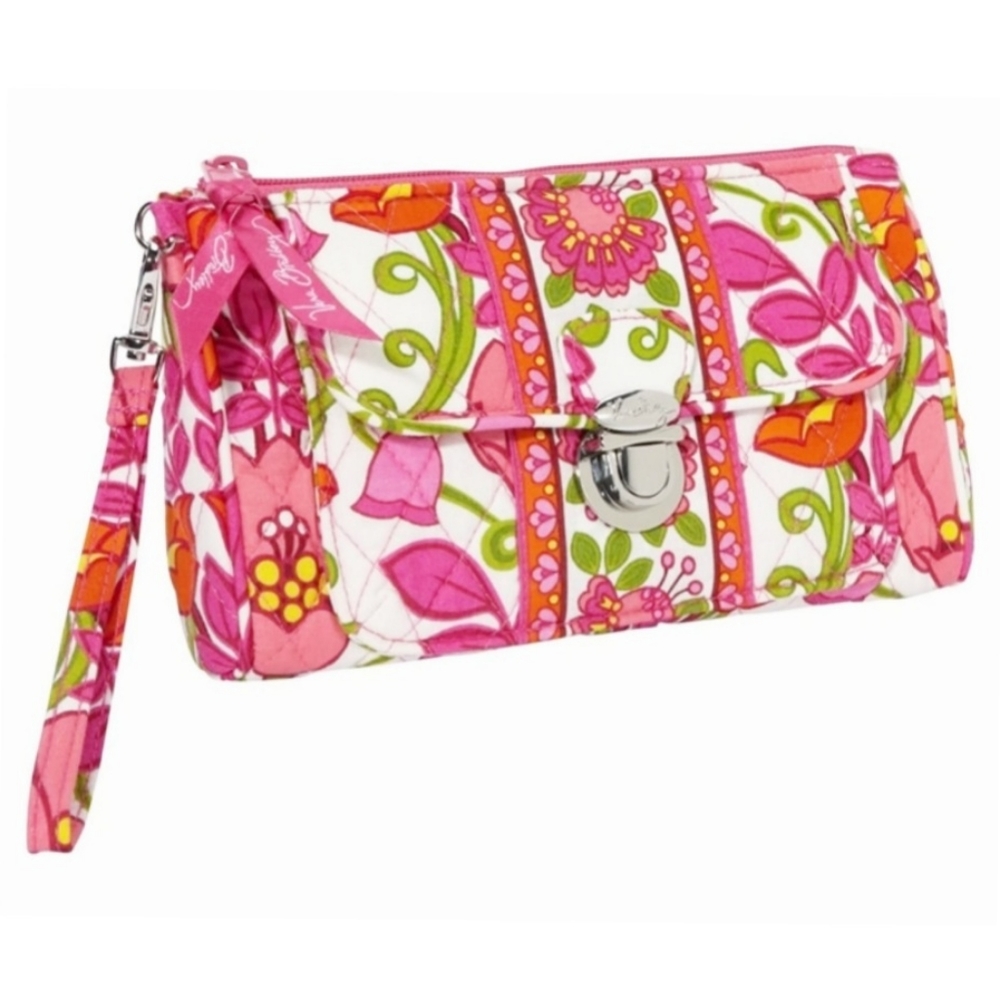 NEW Vera Bradley Pushlock Wristlet Wallet mini bag purse floral Lilly Bell